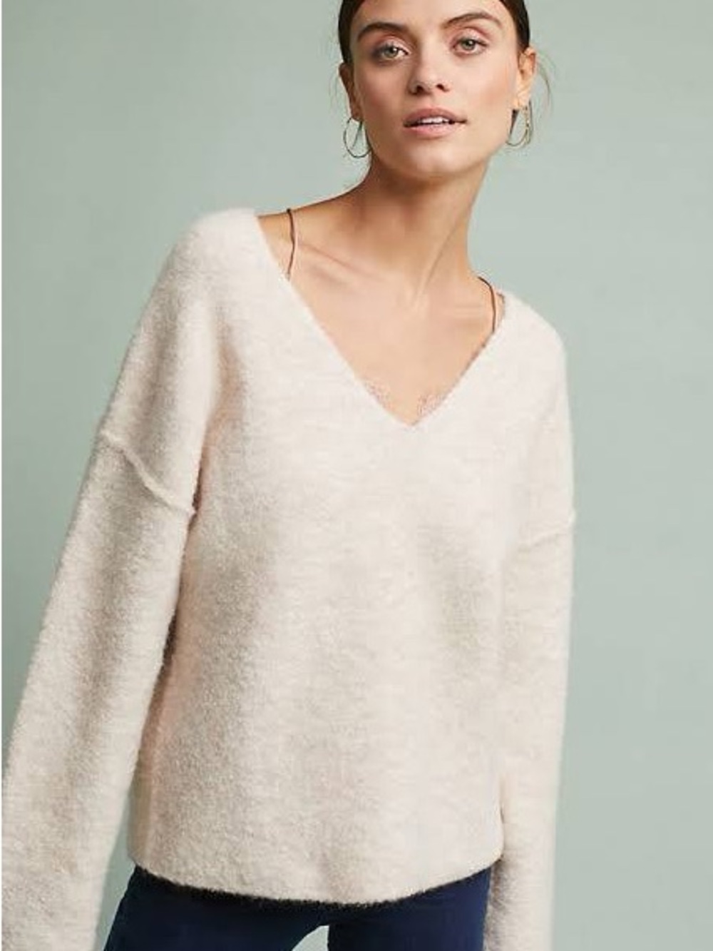 Ag Adriano Goldschmied Women's V-Neck Sweater in Light Cream